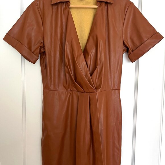 Nine West Vegan Leather Wrap Dress | Size Small - Picture 4 of 10